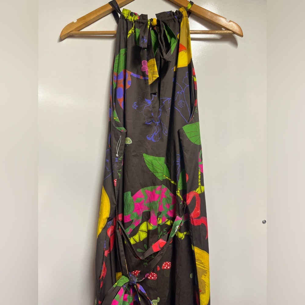 NEW MIRTO maxi sleeveless cotton dress  colorful tropical sz large (44) designer - Picture 4 of 9